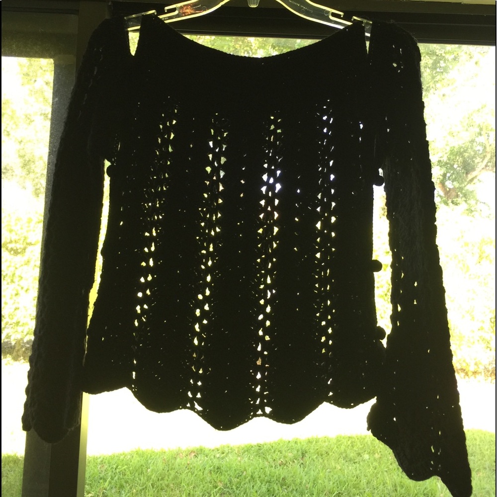 Vintage DOLCE & GABBANA BLACK WOOL CROCHET SWEATER